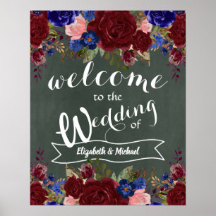 Erstellen Sie Hochzeit Begrüßungszeichen Burgundy  Poster