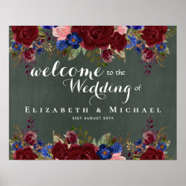 Erstellen Sie Hochzeit Begrüßungszeichen Burgundy  Poster