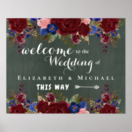 Erstellen Sie Hochzeit Begrüßungszeichen Burgundy  Poster