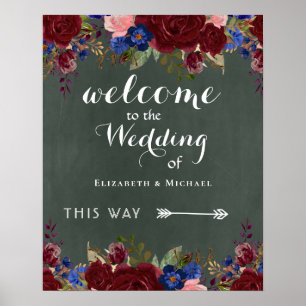 Erstellen Sie Hochzeit Begrüßungszeichen Burgundy  Poster