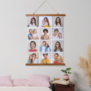 Erstellen Sie Ihr eigenes 12-Foto Collage Hanging  Wandteppich Mit Holzrahmen