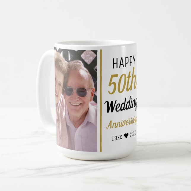Erstellen Sie Ihr eigenes 2 Foto 50. Goldenes Jubi Kaffeetasse (Vorderseite Links)