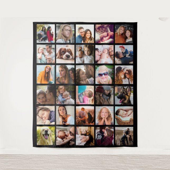 Erstellen Sie Ihr eigenes 30-Quadrat-Fotocollage-T Wandteppich (Vorderseite)