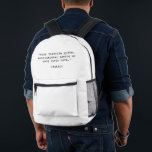 Erstellen Sie Ihr eigenes Angebot Bedruckter Rucksack<br><div class="desc">Erstellen Sie ein eigenes,  individuelles Angebot-Backopack. Funktioniert mit minimalistischer Schrift-Typografie.</div>