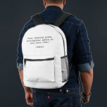 Erstellen Sie Ihr eigenes Angebot Bedruckter Rucksack<br><div class="desc">Erstellen Sie ein eigenes,  individuelles Angebot-Backopack. Funktioniert mit minimalistischer Schrift-Typografie.</div>