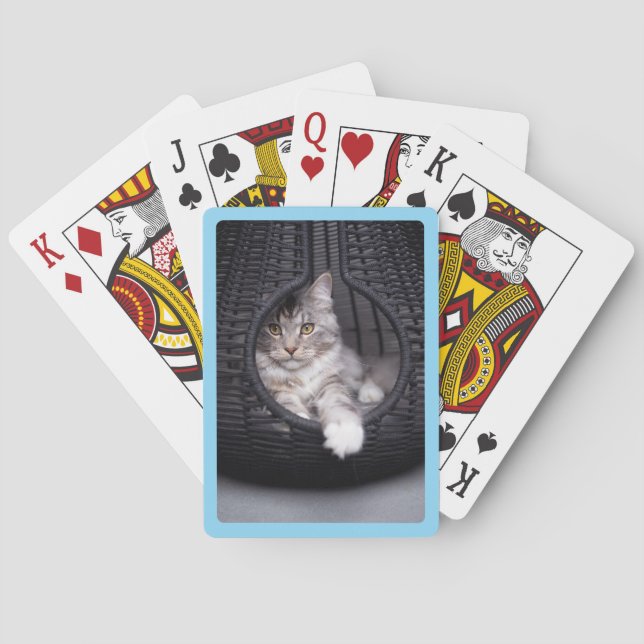 Erstellen Sie Ihr eigenes Baby Blue Border-Foto Spielkarten (Rückseite)