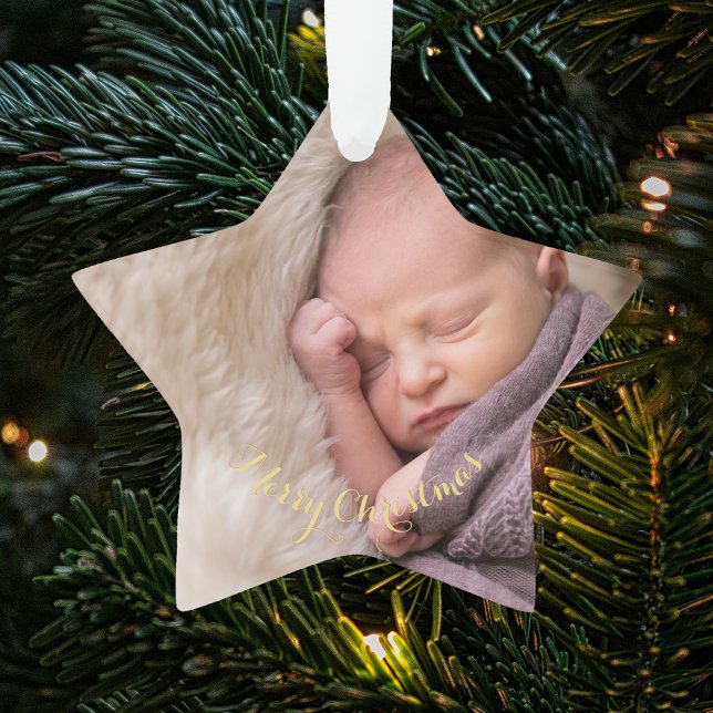 Erstellen Sie Ihr eigenes Baby's First Star Foto W Ornament (Create Your Own Baby's First Star Photo Christmas Ornament)