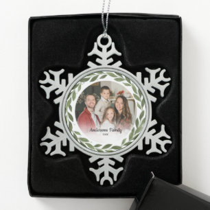 Erstellen Sie Ihr eigenes benutzerdefiniertes Foto Schneeflocken Zinn-Ornament