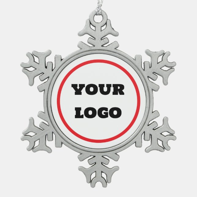 Erstellen Sie Ihr eigenes benutzerdefiniertes LOGO Schneeflocken Zinn-Ornament (Vorderseite)