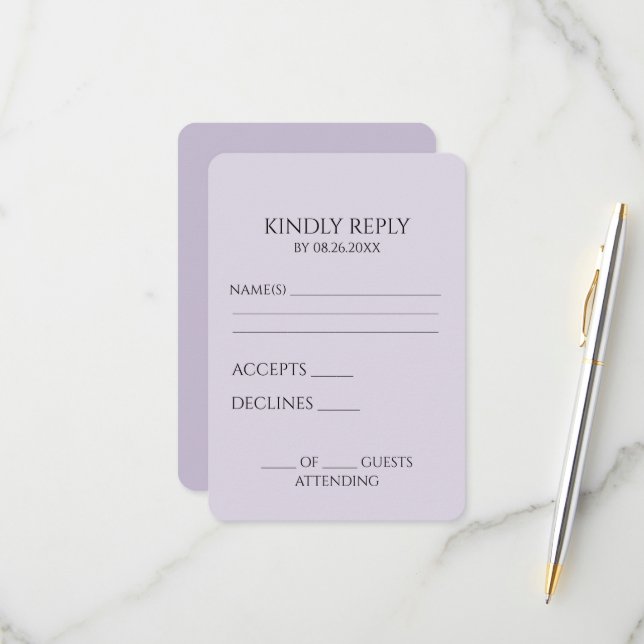 Erstellen Sie Ihr eigenes benutzerdefiniertes Mini RSVP Karte (Vorderseite/Rückseite Beispiel)