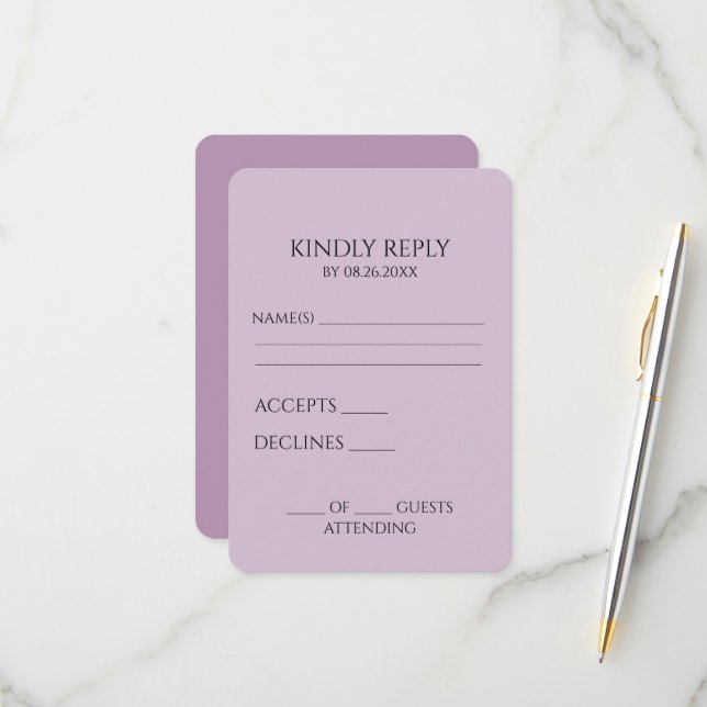 Erstellen Sie Ihr eigenes benutzerdefiniertes Mini RSVP Karte (Vorderseite/Rückseite Beispiel)