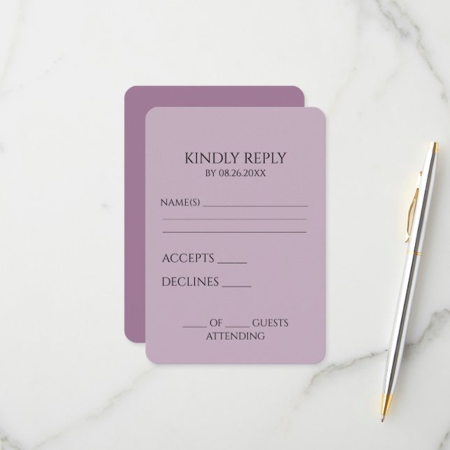 Erstellen Sie Ihr eigenes benutzerdefiniertes Mini RSVP Karte (Vorderseite/Rückseite Beispiel)