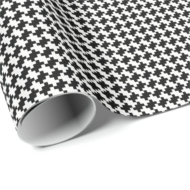 Erstellen Sie Ihr eigenes Black Hahnentrittmuster  Geschenkpapier (Rolleneckpunkt)