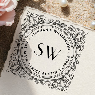 Erstellen Sie Ihr eigenes blättriges Monogramm Rü Permastempel