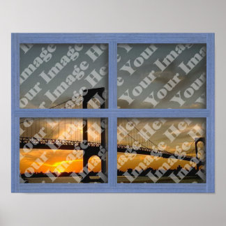 Erstellen Sie Ihr eigenes blaues 4-Pane-Fenster-Po Poster