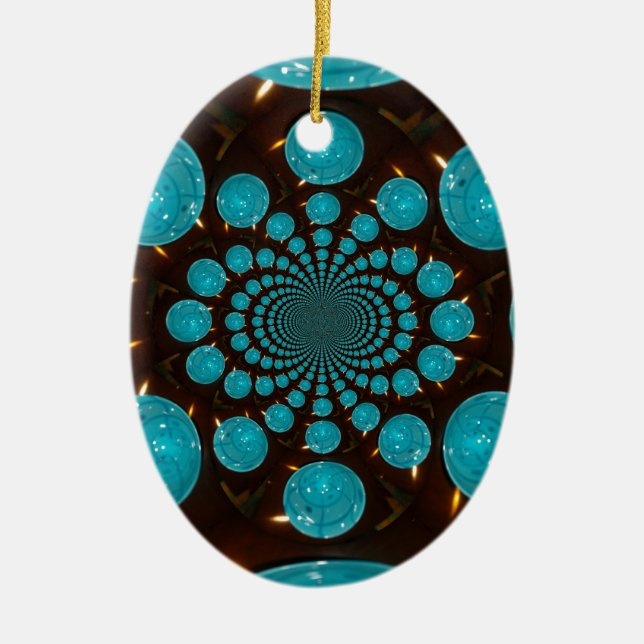 Erstellen Sie Ihr eigenes blaues Licht Kaleidoskop Keramikornament (Vorne)