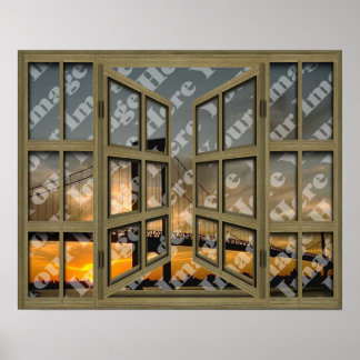 Erstellen Sie Ihr eigenes Brown 24 Pane Open Windo Poster