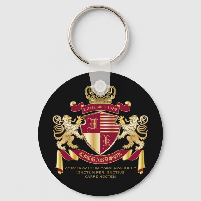 Erstellen Sie Ihr eigenes Coat von Arms Red Gold L Schlüsselanhänger (Vorderseite)