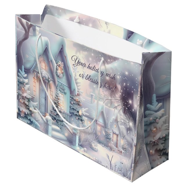 Erstellen Sie Ihr eigenes eisziges Schneeweihdorf Große Geschenktüte (Rückseite Schrägansicht)