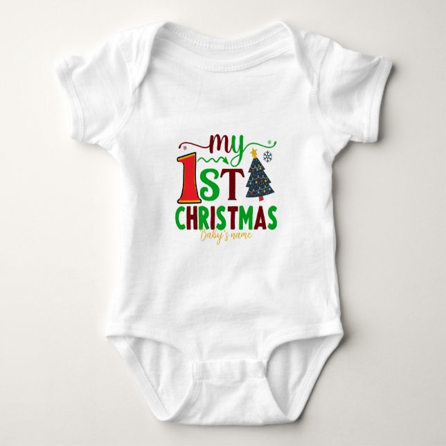 Erstellen Sie Ihr eigenes erstes Weihnachtsfest Baby Strampler (Vorderseite)