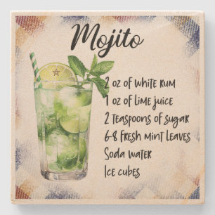 Erstellen Sie Ihr eigenes Floral Mojito Cocktail R Steinuntersetzer