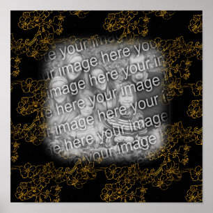 Erstellen Sie Ihr eigenes Foto Gold Floral Art Bor Poster