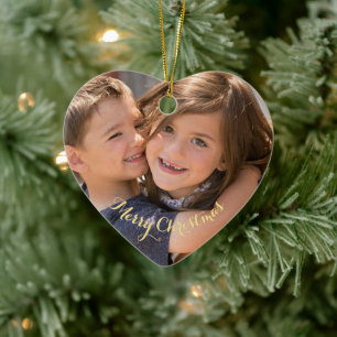 Erstellen Sie Ihr eigenes Foto Gold Text Weihnacht Keramik Ornament