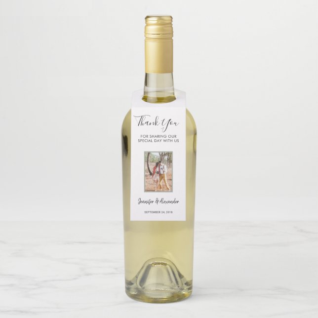Erstellen Sie Ihr eigenes Foto Hochzeit Vielen Dan Flaschenanhänger (Auf Flasche)