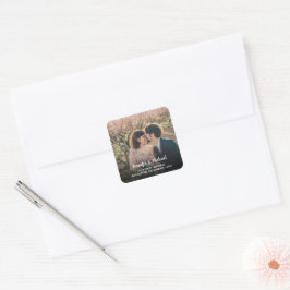 Erstellen Sie Ihr eigenes Foto Hochzeiten Siegel Quadratischer Aufkleber