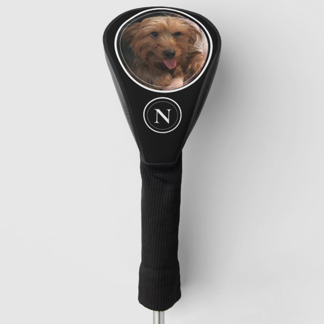 Erstellen Sie Ihr eigenes Foto Monogram Pet Black Golf Headcover (Vorderseite)