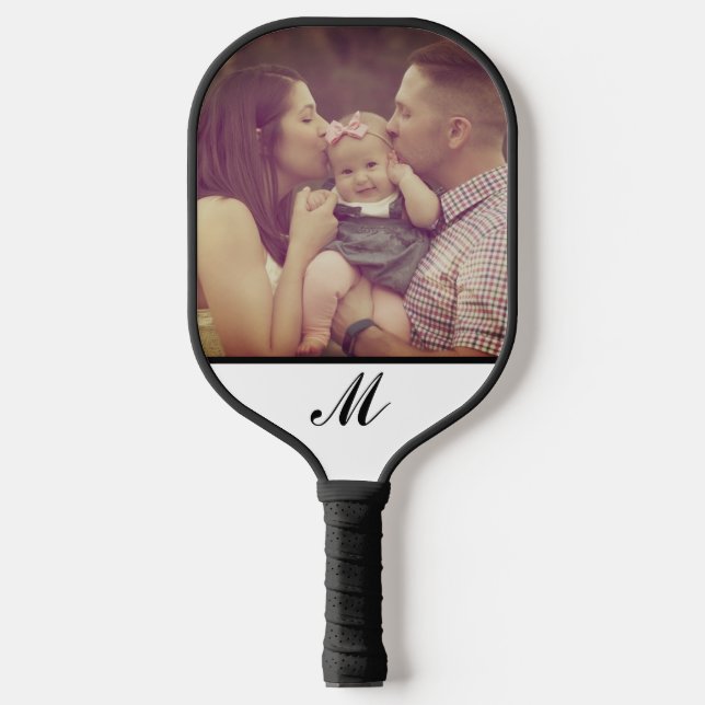Erstellen Sie Ihr eigenes Foto Monogram Schwarz-we Pickleball Schläger (Vorderseite)