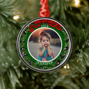 Erstellen Sie Ihr eigenes Foto-Monogramm-Jahr Ornament Aus Metall