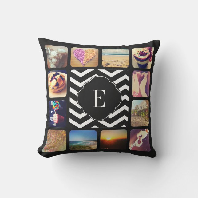 Erstellen Sie Ihr eigenes Foto Monogramm Kissen Für Draußen (Vorderseite)