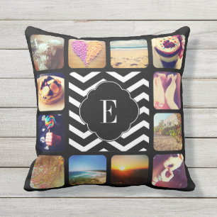 Erstellen Sie Ihr eigenes Foto Monogramm Kissen Für Draußen