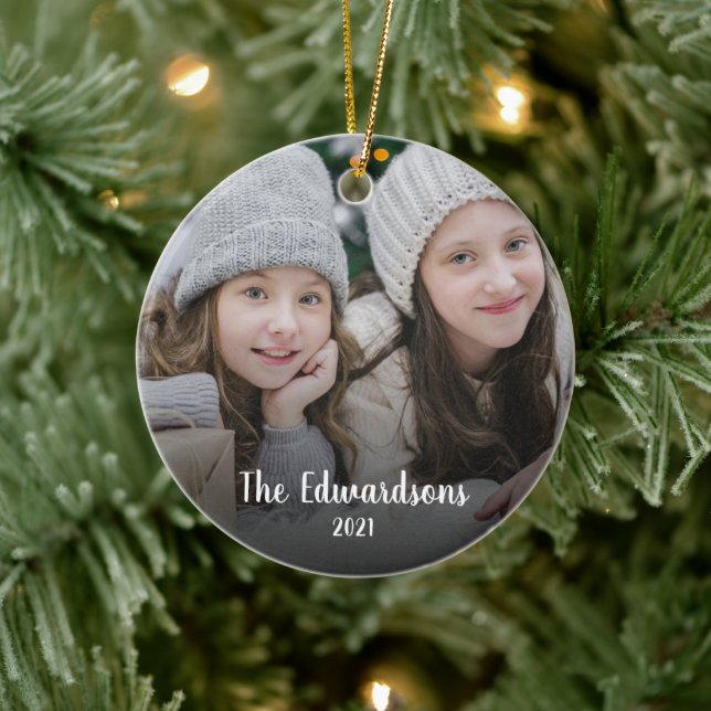 Erstellen Sie Ihr eigenes Foto persönliche Weihnac Keramik Ornament (Baum)