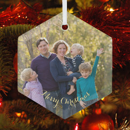 Erstellen Sie Ihr eigenes Foto Weihnachts-Hexagon Ornament Aus Glas