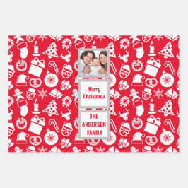 Erstellen Sie Ihr eigenes Foto Weihnachtsmuster Geschenkpapier Set