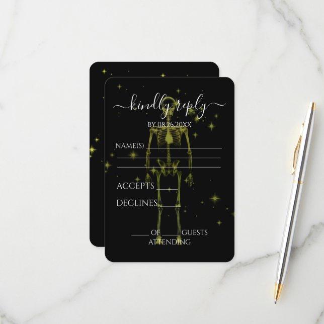 Erstellen Sie Ihr eigenes - glänzendes X-Ray Skele RSVP Karte (Vorderseite/Rückseite Beispiel)