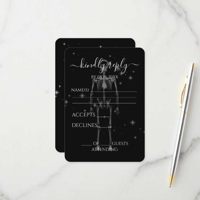 Erstellen Sie Ihr eigenes - glänzendes X-Ray Skele RSVP Karte (Vorderseite/Rückseite Beispiel)