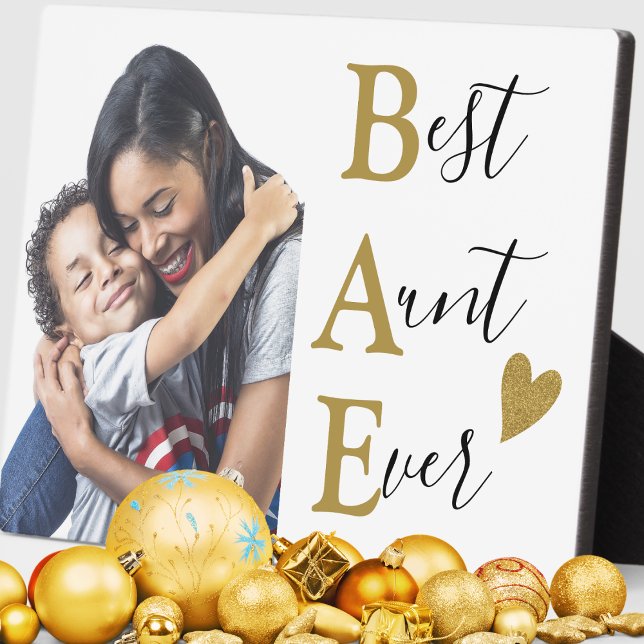 Erstellen Sie Ihr eigenes Gold BAB Bestes Foto für Fotoplatte (Create Your Own Gold BAE Best Aunt Ever Photo Plaque-auntie gift  from niece and nephew)
