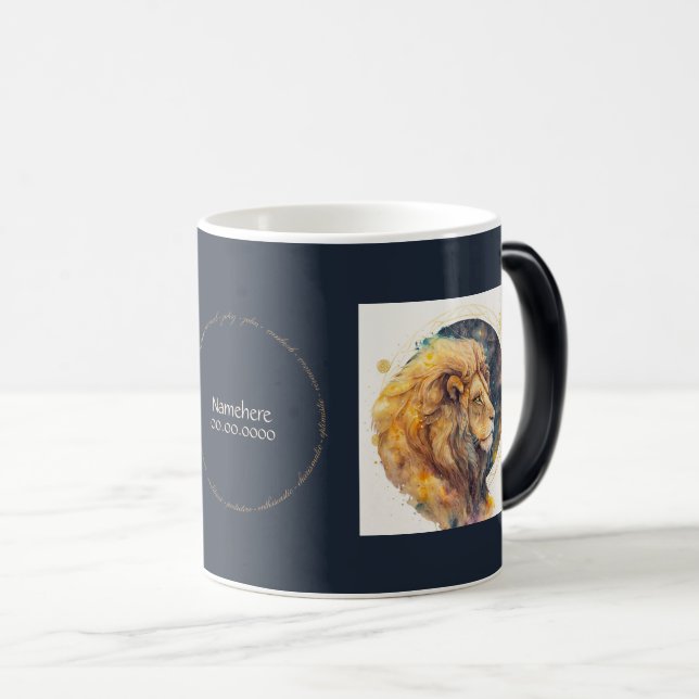 Erstellen Sie Ihr eigenes Gold & Blue Leo Zodiac Verwandlungstasse (VorderseiteRechts)