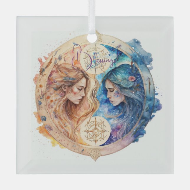 Erstellen Sie Ihr eigenes Gold & Blue Mystical Zod Ornament Aus Glas (Vorderseite)