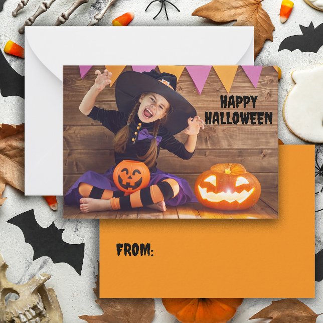 Erstellen Sie Ihr eigenes Halloween-Klassenzimmer Mitteilungskarte (Halloween classroom card personalized with your own photo and text. )