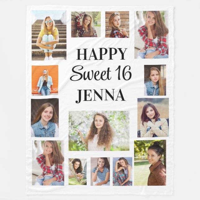 Erstellen Sie Ihr eigenes Happy Sweet 16 Foto Fleecedecke (Vorderseite)
