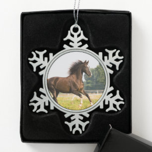 Erstellen Sie Ihr eigenes Haustier-Pferdefoto - Be Schneeflocken Zinn-Ornament