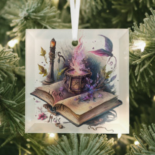 Erstellen Sie Ihr eigenes Hexenzauberbuch Ornament Aus Glas