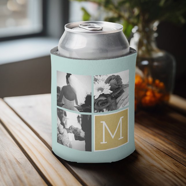Erstellen Sie Ihr eigenes Hochzeitfoto Collage Mon Dosenkühler (Personalized Can Cooler - Add Your name for a great wedding anniversary party favor)