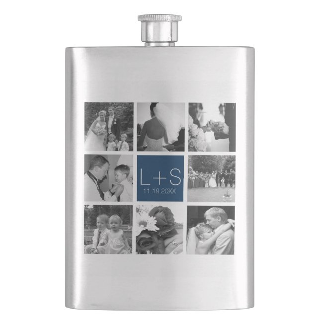 Erstellen Sie Ihr eigenes Hochzeitfoto Collage Mon Flachmann (Vorderseite)