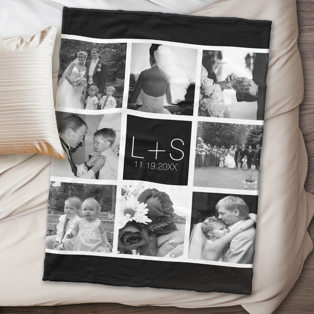 Erstellen Sie Ihr eigenes Hochzeitfoto Collage Mon Fleecedecke (Personalized wedding anniversary fleece blanket)
