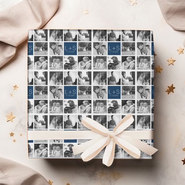 Erstellen Sie Ihr eigenes Hochzeitfoto Collage Mon Geschenkpapier (Personalized Wedding Anniversary Wrapping Paper)